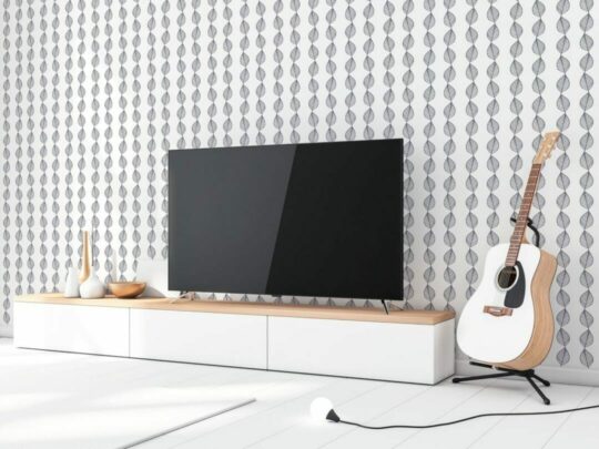 Vertical leaf print peel and stick wallpaper