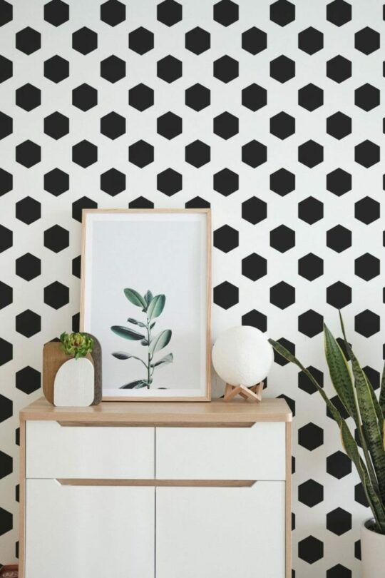 Hexagon polka dot stick on wallpaper
