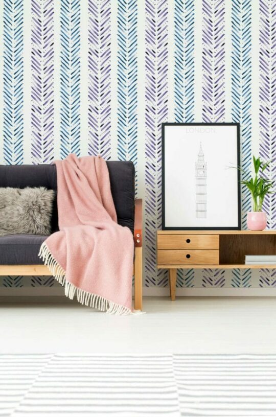 Watercolor herringbone self adhesive wallpaper