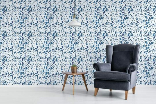 Blue terrazzo peel stick wallpaper