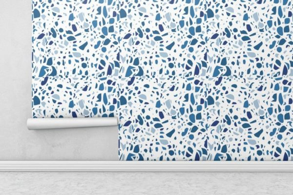 Blue terrazzo sticky wallpaper