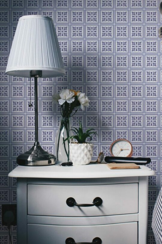 Tile effect peel and stick wallpaper