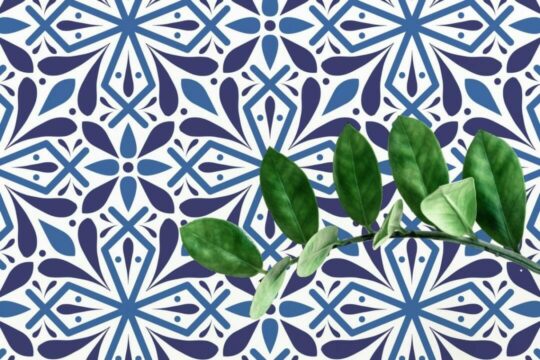 Blue floral tile self adhesive wallpaper