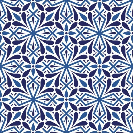 Blue floral tile removable wallpaper