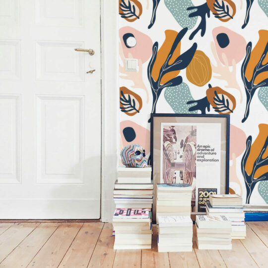 Multicolor abstract leaf stick on wallpaper