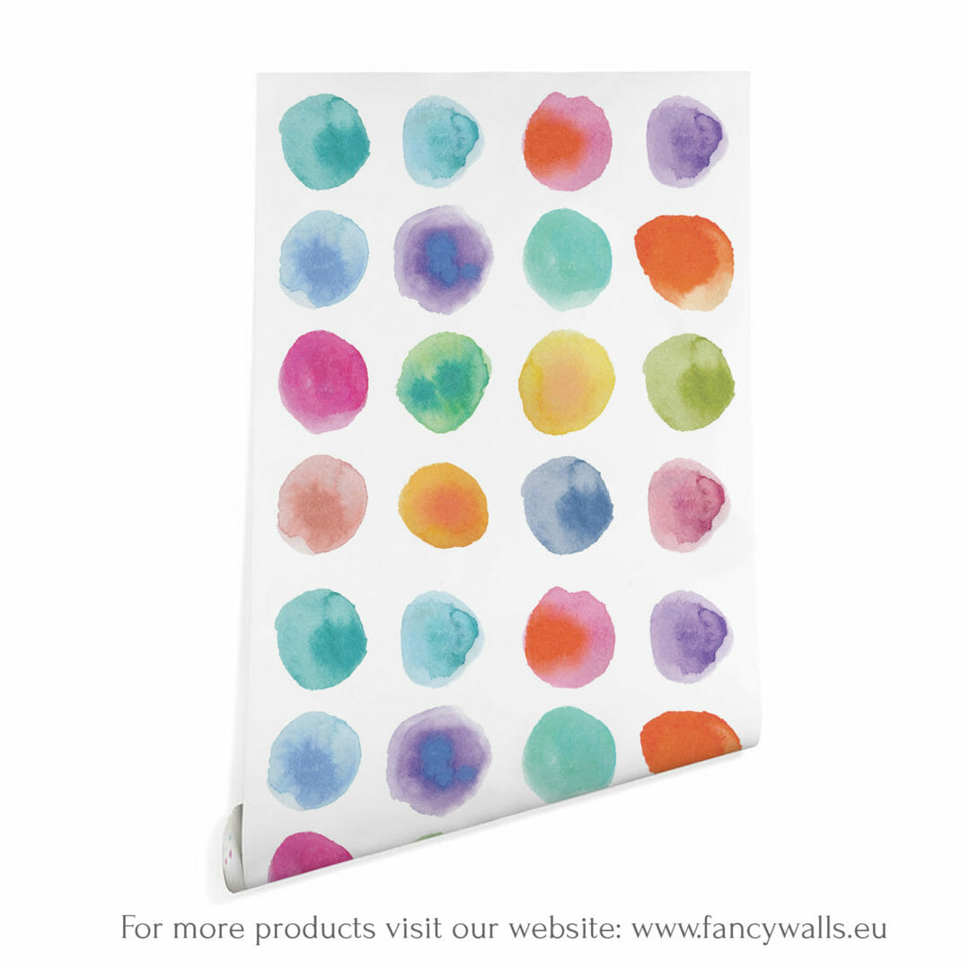 Watercolor dots stick on wallpaper