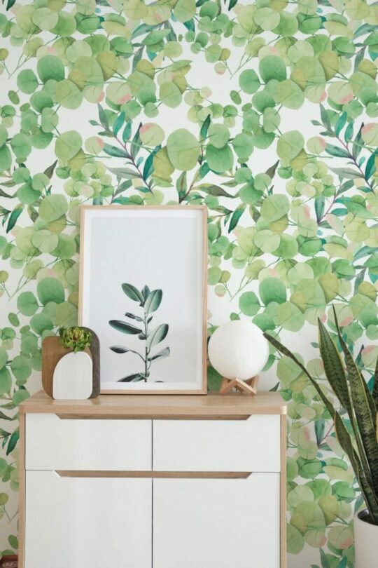 Eucalyptus leaves stick on wallpaper