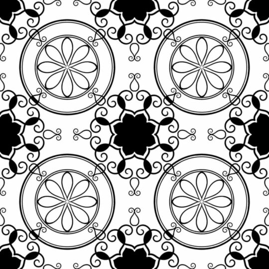 Black and white ornament removable wallpaper