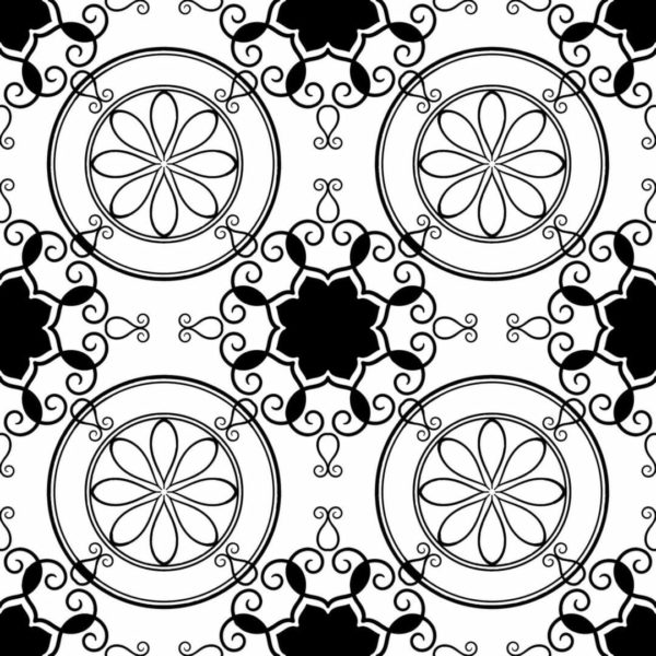 Black and white ornament removable wallpaper