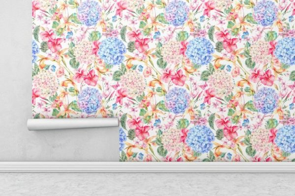 Bright floral wallpaper peel and stick