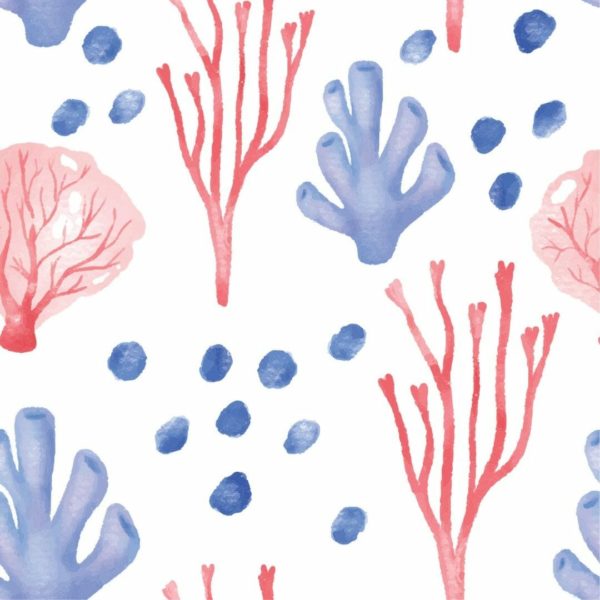 Pink and blue coral removable wallpaper