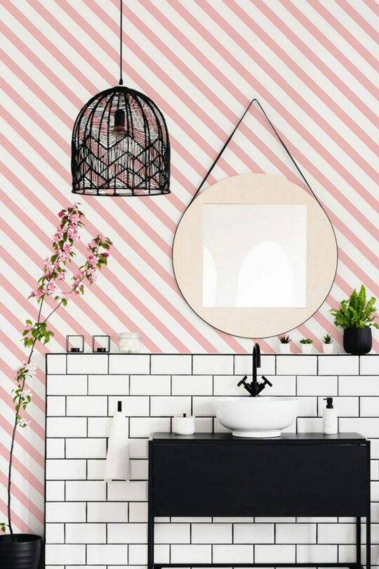 Diagonal striped wallpaper for walls