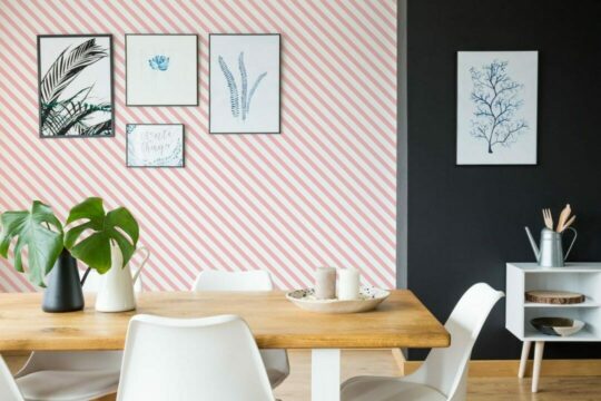 Diagonal striped stick on wallpaper