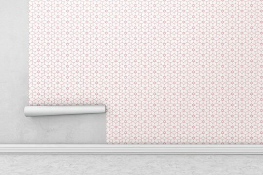 Pink geometric floral sticky wallpaper