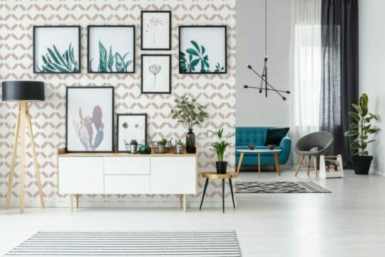 Brush stroke diamond pattern stick on wallpaper