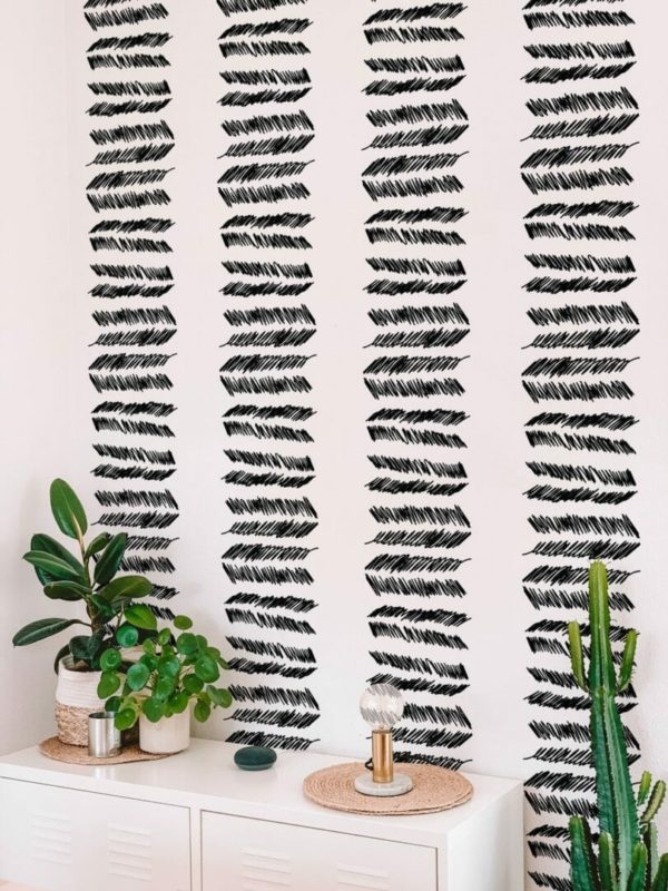 Brush stroke feather peel stick wallpaper
