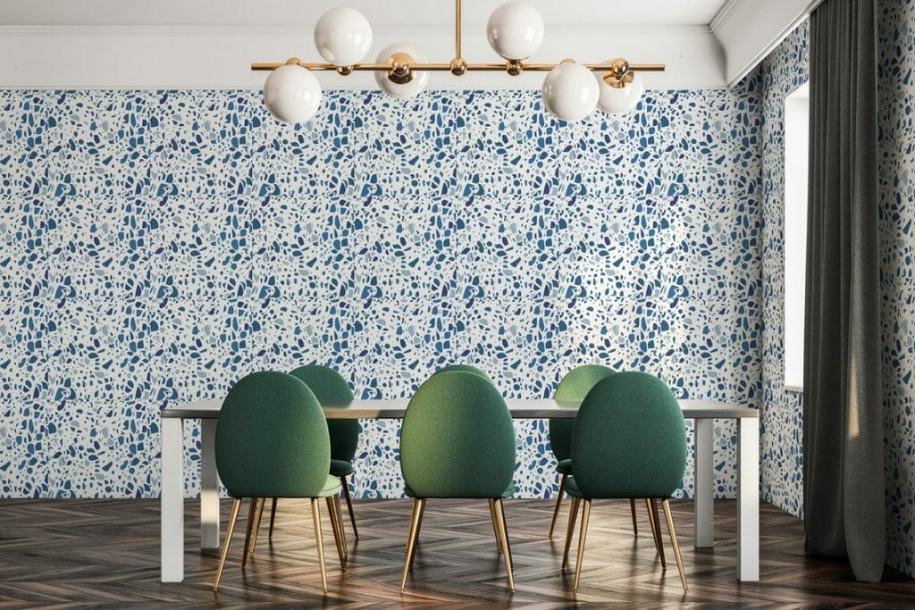 Blue Terrazo Peel and Stick or Traditional wallpaper by Fancy Walls