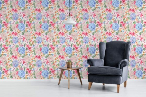 Bright floral peel and stick removable wallpaper