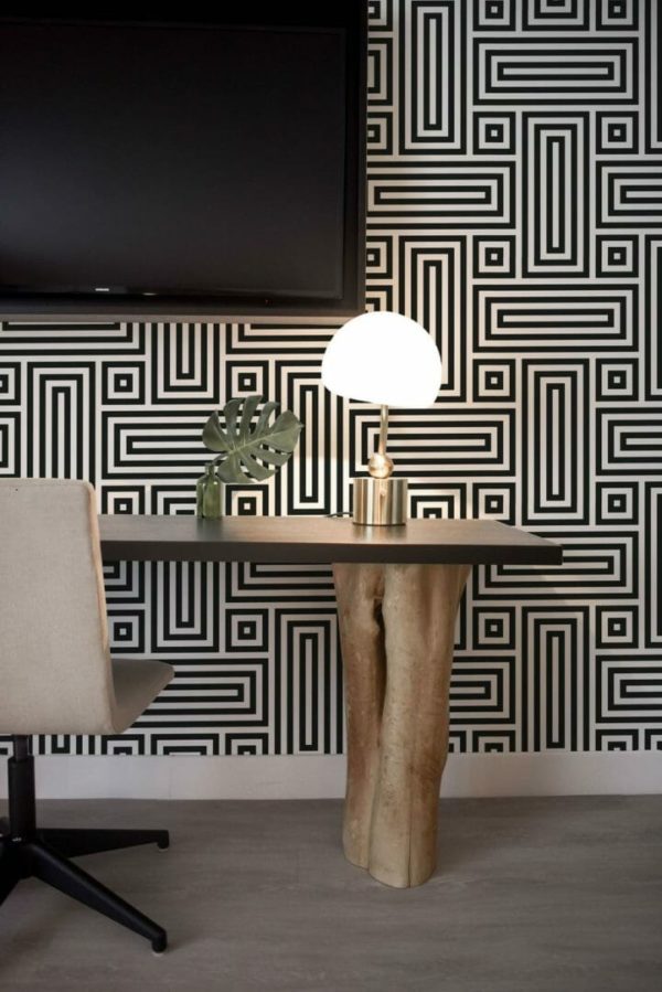 Black and white retro geometric removable wallpaper