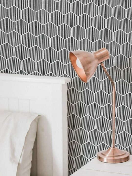 Black and white hexagon wallpaper peel and stick