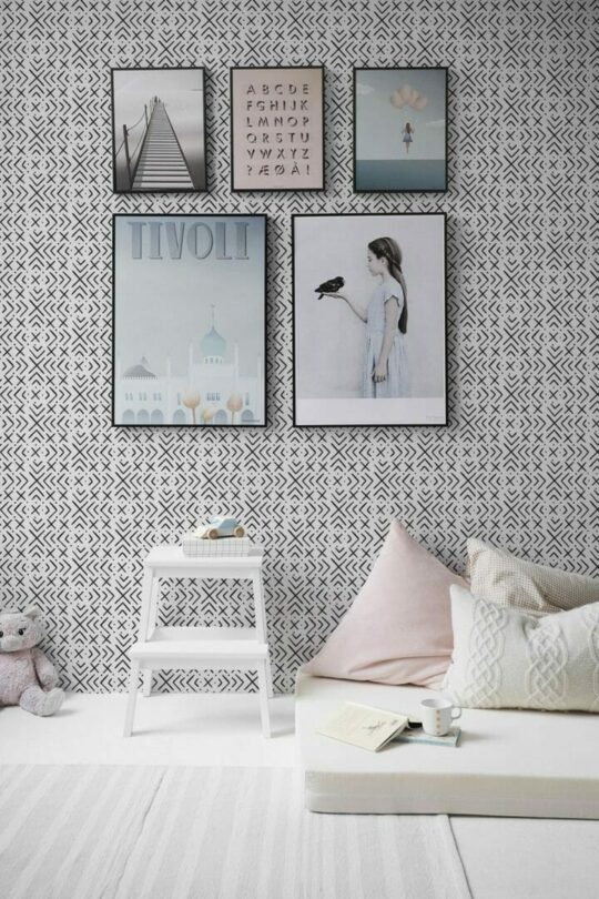 Black and white ethnic wallpaper for walls