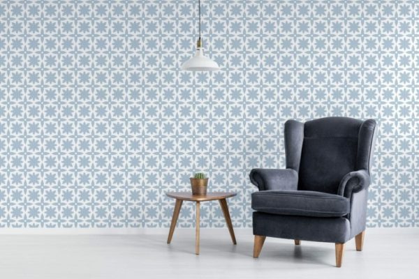 Blue and white tile wallpaper for walls