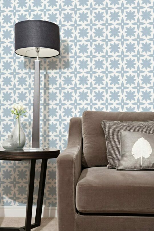 Blue and white tile self adhesive wallpaper