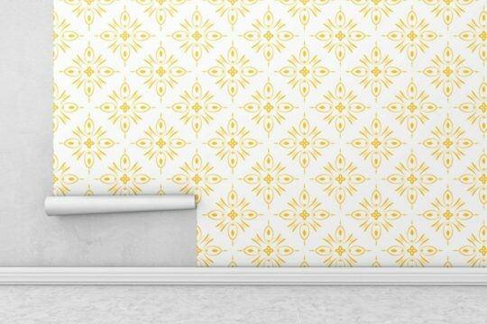 Yellow geometric floral sticky wallpaper