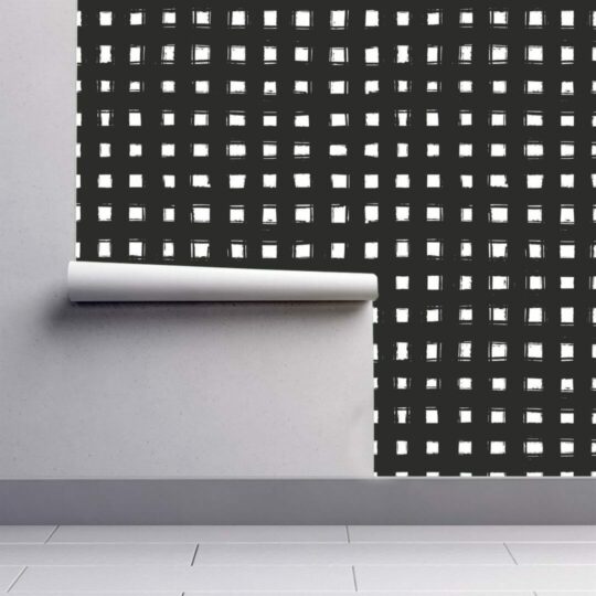 Bold brush stroke gingham peel and stick removable wallpaper