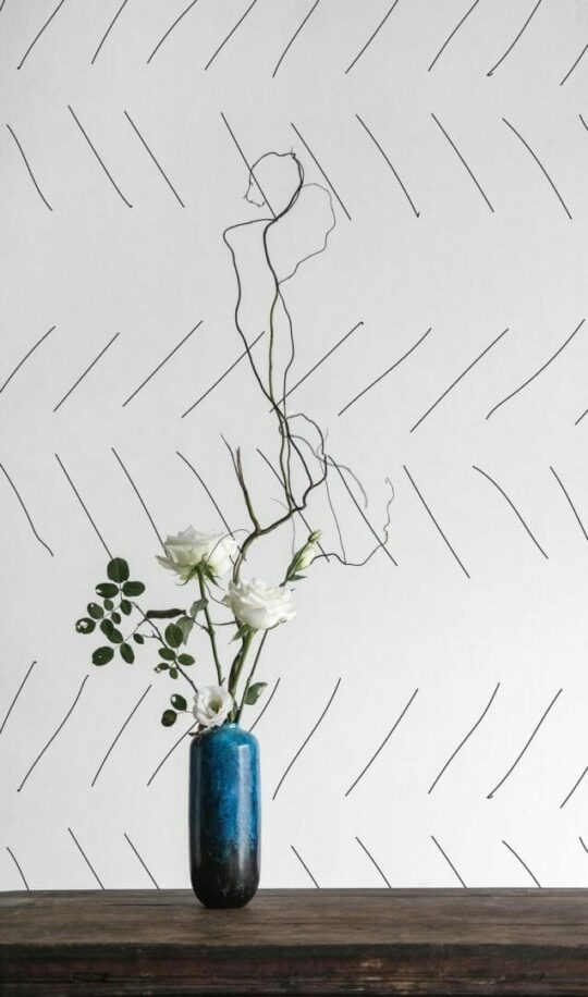 Hand drawn herringbone stick on wallpaper