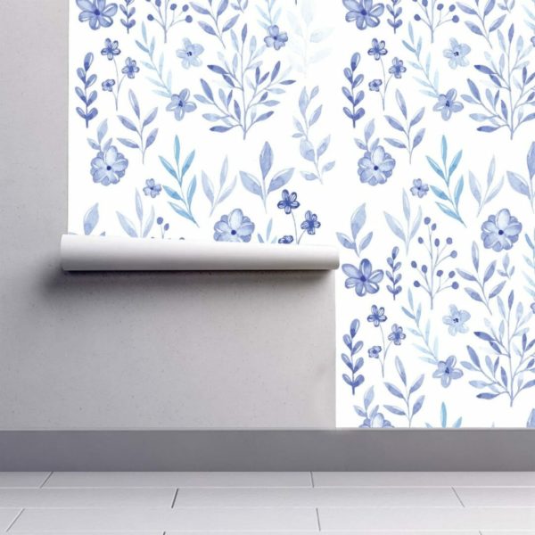 Watercolor floral peel and stick removable wallpaper