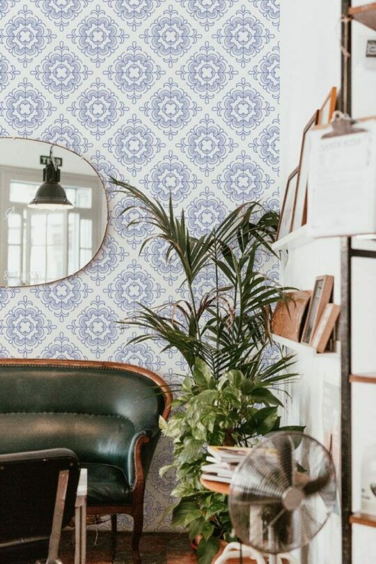 Floral tile temporary wallpaper
