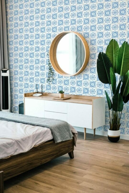 Blue moroccan tile wallpaper for walls