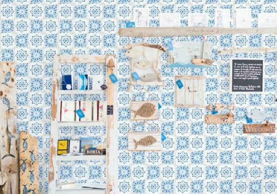 Blue moroccan tile self adhesive wallpaper