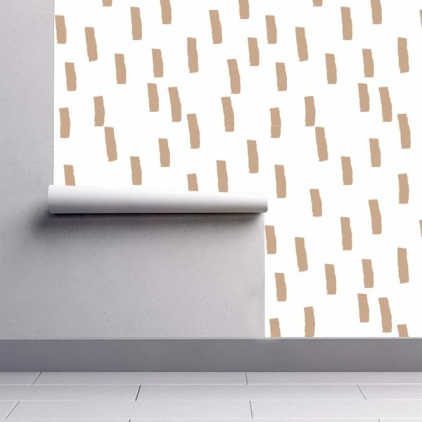 Beige brush stroke lines sticky wallpaper