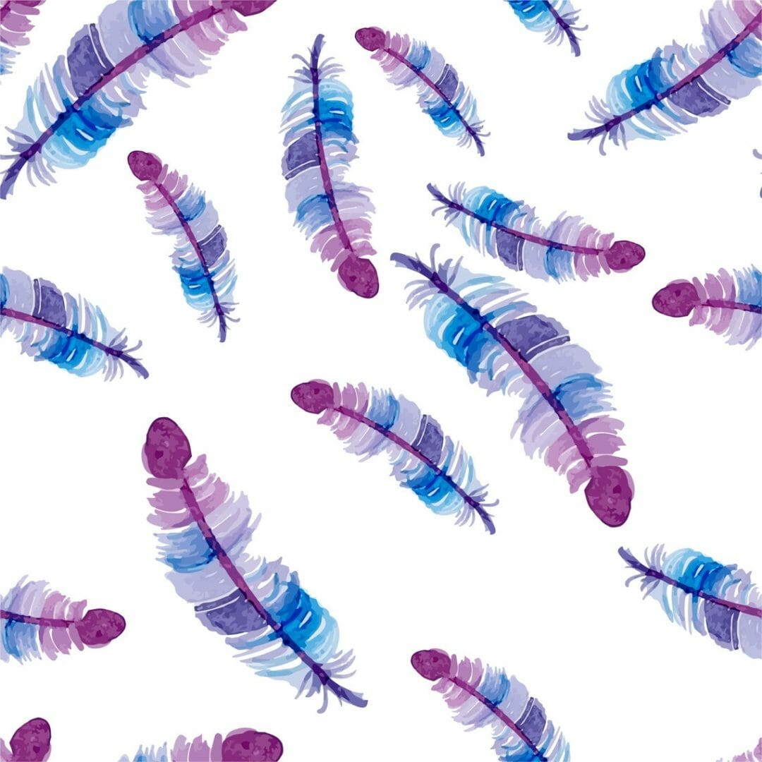 Blue and purple feather wallpaper - Peel and Stick or Non-Pasted