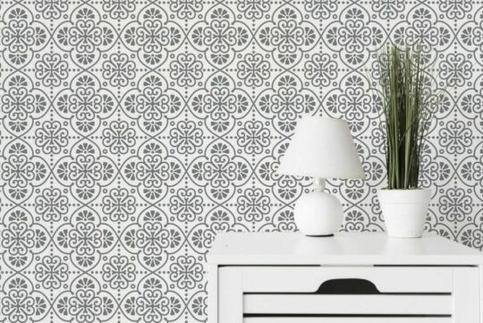Gray moroccan tile peel and stick wallpaper