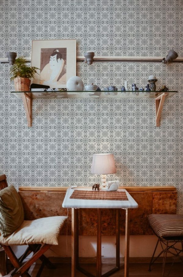 Gray moroccan tile temporary wallpaper