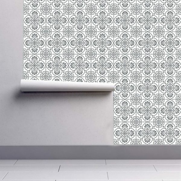 Gray moroccan tile sticky wallpaper