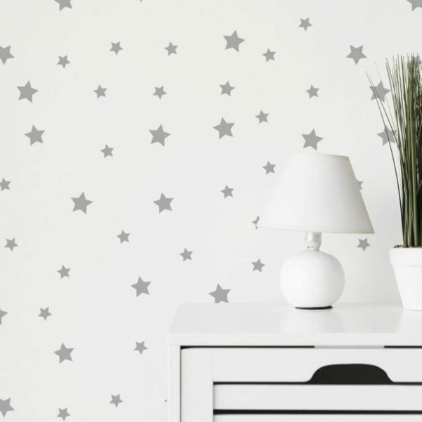 Grey and white stars self-adhesive wallpaper