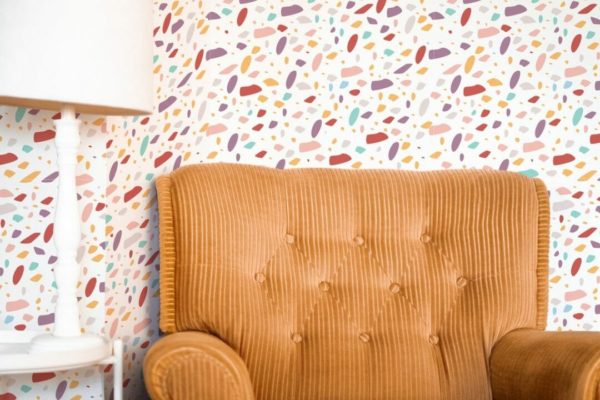 Colorful terrazzo peel and stick removable wallpaper