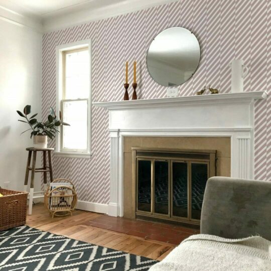 Pink diagonal broken lines self adhesive wallpaper