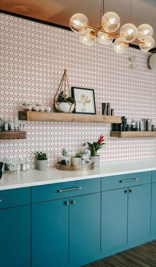 Red geometric diamond wallpaper for walls