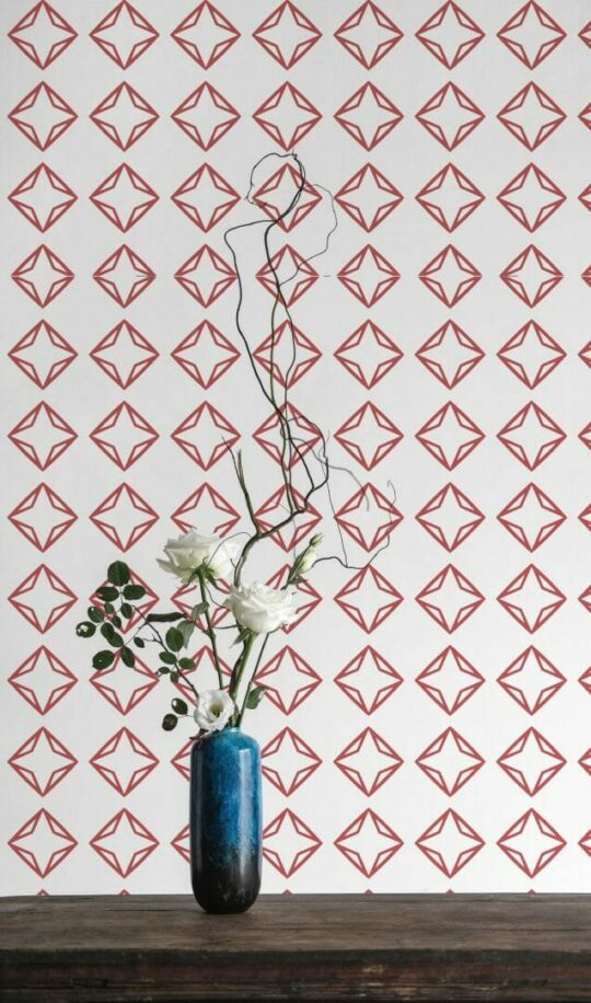 Red geometric diamond stick on wallpaper