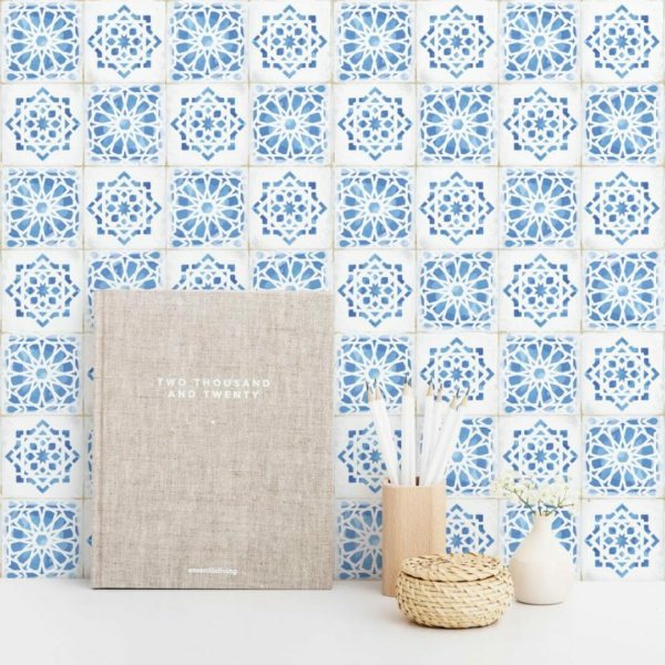 Blue moroccan tile sticky wallpaper