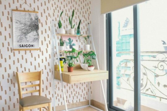 Beige brush stroke lines peel stick wallpaper
