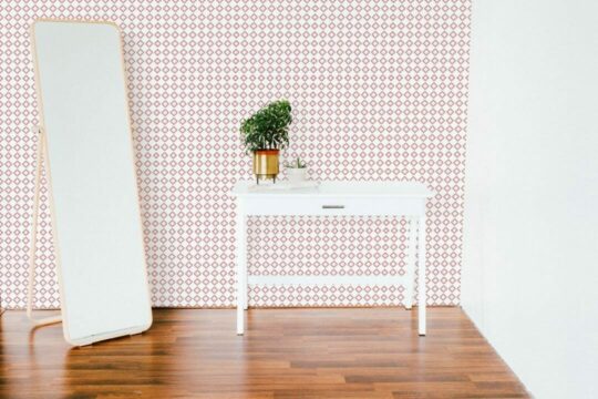 Red geometric diamond peel stick wallpaper