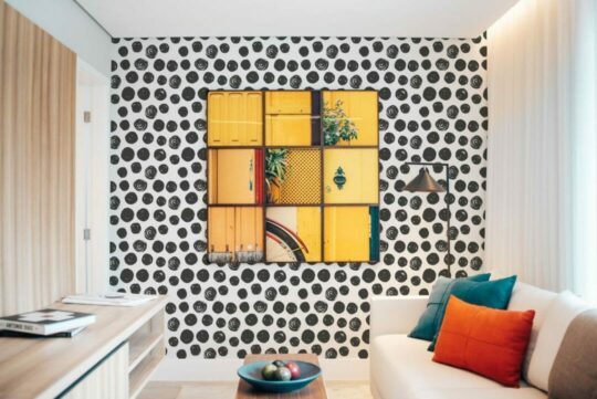 Brush stroke dots peel and stick removable wallpaper