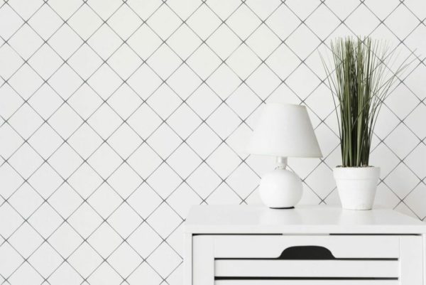 Diagonal grid peel and stick removable wallpaper