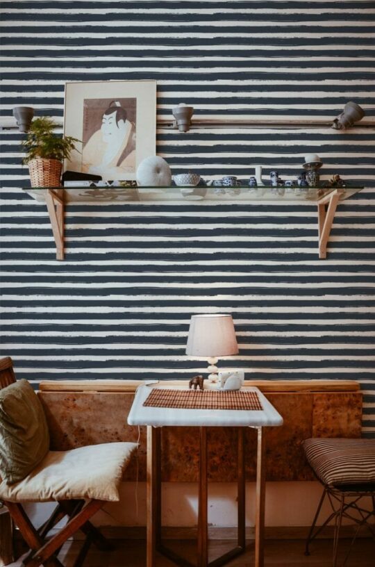 Brush stroke striped peel and stick removable wallpaper